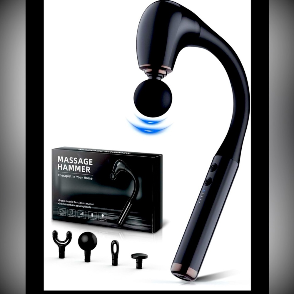 Black Massage Hammer with Attachments